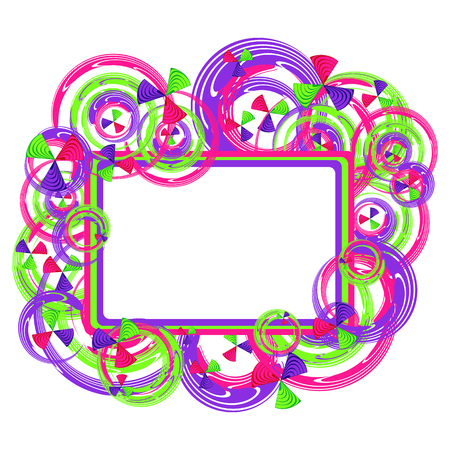 Abstract circles of all colors in a frame for kids, circles image illustrations for your design or print locationのイラスト素材