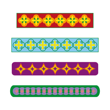 Set of color stripes for card or textile design, stripes with bright shapes and repetitive patternのイラスト素材