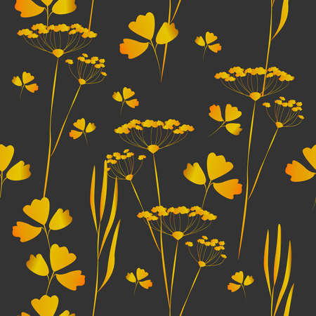 Pattern floral with Field flowers. Background witch wild Meadow Herbs .vector illustrationのイラスト素材