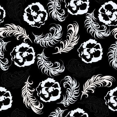 pattern feather and flowerrsのイラスト素材