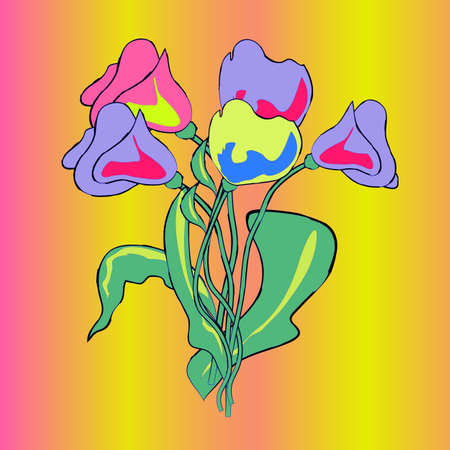 colorful tulips . vector illustration bouquetのイラスト素材