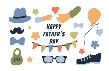 Fathers day set. Cute elements for design on a white background.のイラスト素材