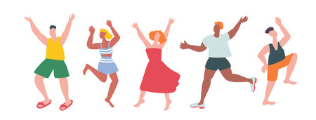 Happy people set . Summer vacation. Vector illustration oのイラスト素材