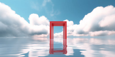 Surreal seascape with white clouds going intoの素材