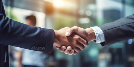 Business handshake between a woman and a man. Close upの素材