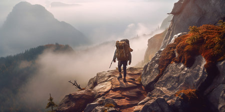 a moving picture of a hikerの素材
