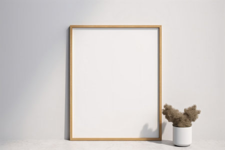 Blank picture frame mockup in modern interior. 3D renderingの素材