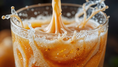 Close-Up of Thai Iced Tea with Condensed Milk â Studio Beverage Photographyの素材