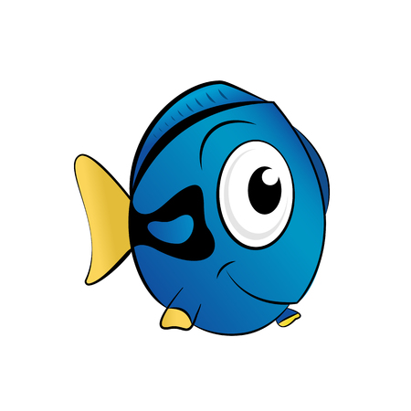 Funny blue ocean fish vector illustrationのイラスト素材
