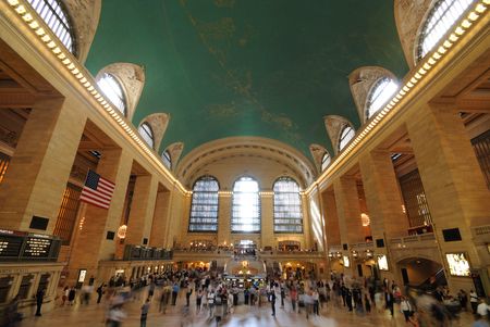 New York, New York, June 23, 2010 - Crowds in transit inside of Grand Central Terminal in New York City.のeditorial素材