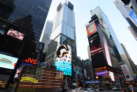 New York, New York, June 27, 2010 - Skyscrapers in the famous Times Square area of New York City.のeditorial素材