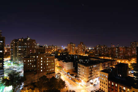 Skyline of lower manhattan in New York City with public housing high rises.の写真素材