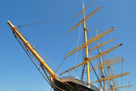 masts and bow of a schooner