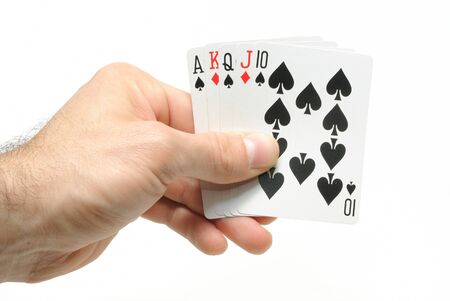 Full House in a hand isolated on a white background.