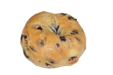 A blueberry bagel on a white background.の写真素材