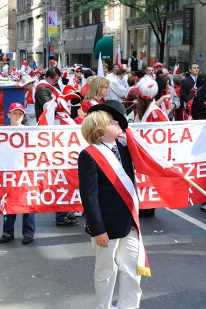 Crowds in a Polish Heritage parade in New York City. October 3, 2010.のeditorial素材