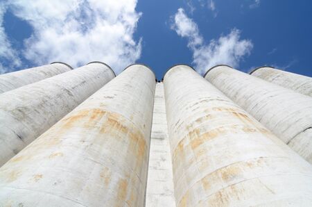 Large industrial silos in a row