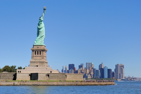 The Statue of Liberty on Liberty Island.の写真素材