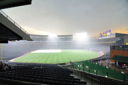 Atlanta, Georgia - Jun 16, 2011: Rain delay at Turner Field in Atlanta, Georgia.のeditorial素材
