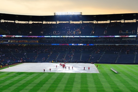 Atlanta, Georgia - Jun 16, 2011: Rain delay at Turner Field in Atlanta, Georgia.のeditorial素材