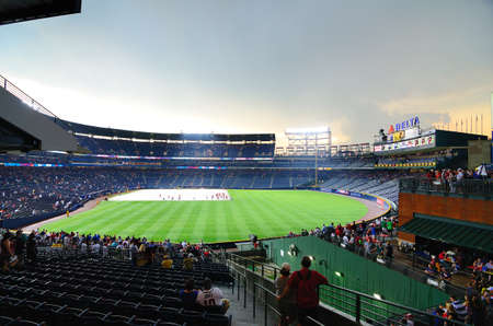 Atlanta, Georgia - Jun 16, 2011: Rain delay at Turner Field in Atlanta, Georgia.のeditorial素材