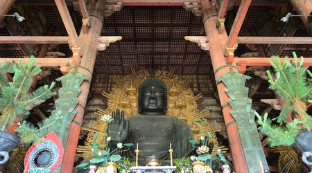 The great buddha statue in Todaiji, a World Heritage Site in Nara, Japan.のeditorial素材