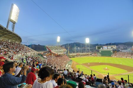 Hiroshima, Japan - July 14, 2011: The Hiroshima Carps vs the Yokohama Baystars at Mazda Stadium.のeditorial素材