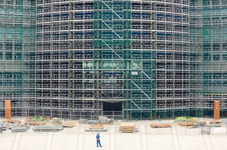 TOKYO, JAPAN - JULY 6: Rennovation on Tokyo Metropolitan Assembly July 6, 2011 in Tokyo, Japan. The building is the Tokyo Perfectural Parliament with 127 members.のeditorial素材