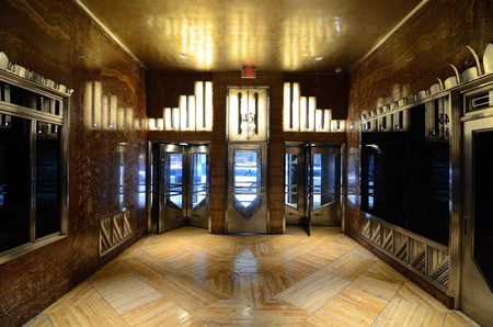 NEW YORK CITY - AUGUST 26: Interior lobby of the Chrysler Building August 26, 2011 in New York, NY. The lobby is designated a national Art Deco interior landmark.のeditorial素材