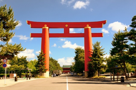 The historic Heian Shrine in Kyoto, Japan.のeditorial素材