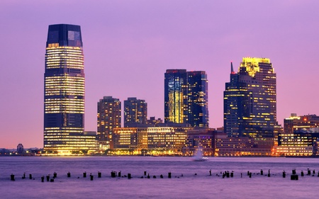 Skyscrapers at Exchange Place in Jersey City, New Jersey.の写真素材