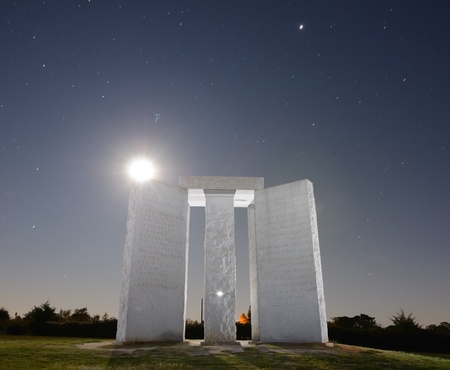Elbert County, Georgia - October 15, 2011: Georgia Guidestones are occasionally refered to as "American Stonehendge." The inscription is composed of 10 principles in 8 different langauges.のeditorial素材
