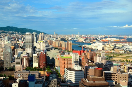 Aerial view of downtown Kobe, japan.のeditorial素材
