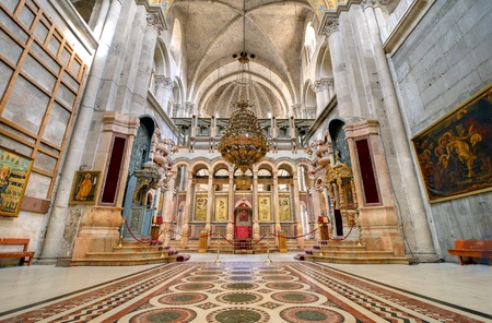 The Catholicon is the church at the center of the Church of the Holy Sepulchre in Jerusalem, Israel のeditorial素材
