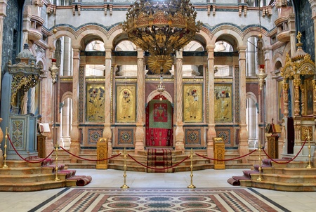 The Catholicon is the church at the center of the Church of the Holy Sepulchre in Jerusalem, Israel のeditorial素材