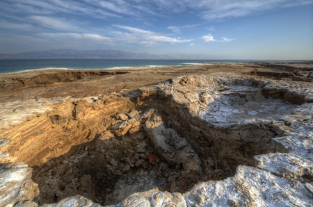 Sink holes near the Dead Sea in Ein Gedi, Israel.