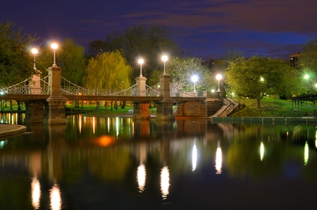 Lagoon Bridge at the Boston Public Gardens in Boston, Massachusetts.の写真素材