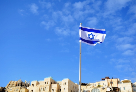 Israeli Flag in Jerusalem, israelの写真素材