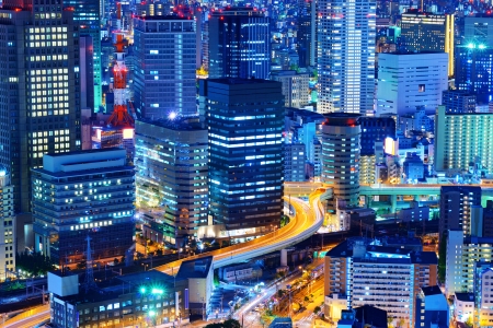 Ultramodern cityscape of Osaka, Japan the country's second largest city.のeditorial素材