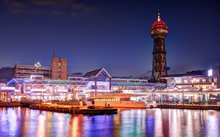 Port and tower at Fukuoka, Japan.のeditorial素材