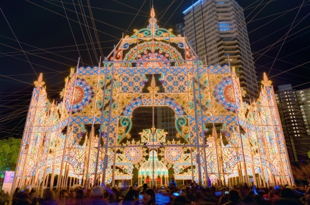 KOBE, JAPAN - DECEMBER 12: Luminarie light festival December 12, 2012 in Kobe, JP. The annual festival commemorates the 1995 Great Hanshin Earthquake.のeditorial素材