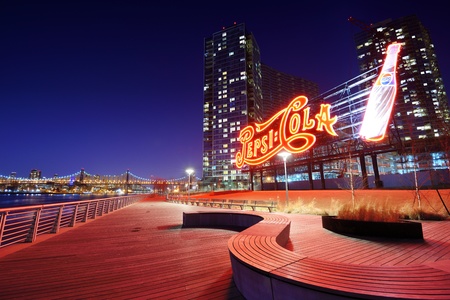 QUEENS - APRIL 5: Pepsi-Cola sign at Gantry Plaza State Park April 5, 2013 in Queens, NY. Opened as...