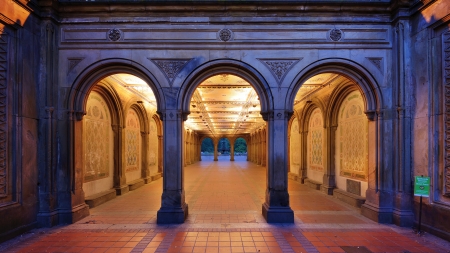 The pedestrian underpass at Bethesda Terrace, Central Park, New York City.のeditorial素材