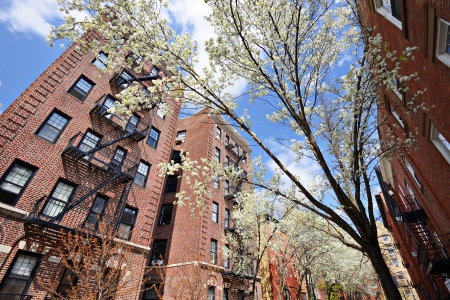 Apartments in the spring in the Chelsea neighborhood of New York City.