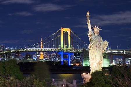 View of Tokyo, Japan from the artificial island of Odaiba.の写真素材