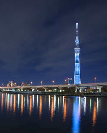 Tokyo, Japan at the Sumida River with the Skytree in the distance.のeditorial素材