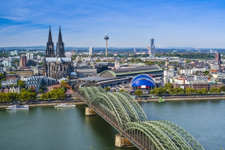 Cologne, Germany aerial view over the Rhine River.の写真素材
