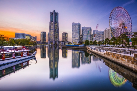 Yokohama, Japan skyline at Minato Mirai waterfront district.のeditorial素材