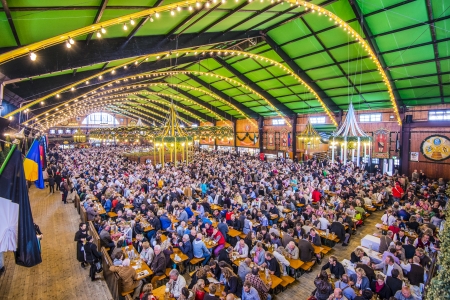 MUNICH - SEPTEMBER 30: The Hippodrom Beer Tent on the Theresienwiese Oktoberfest fair grounds September 30, 2013 in Munich, Germany. The "Hippodrom" was first opened in 1902.のeditorial素材