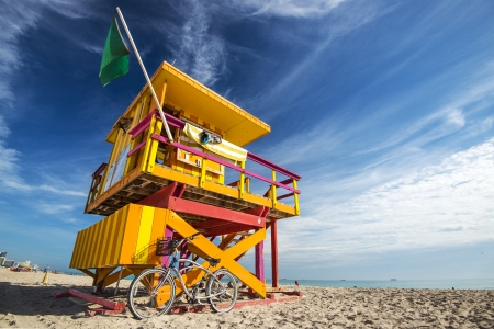 South Beach, Miami, Florida, USA lifeguard post.の写真素材